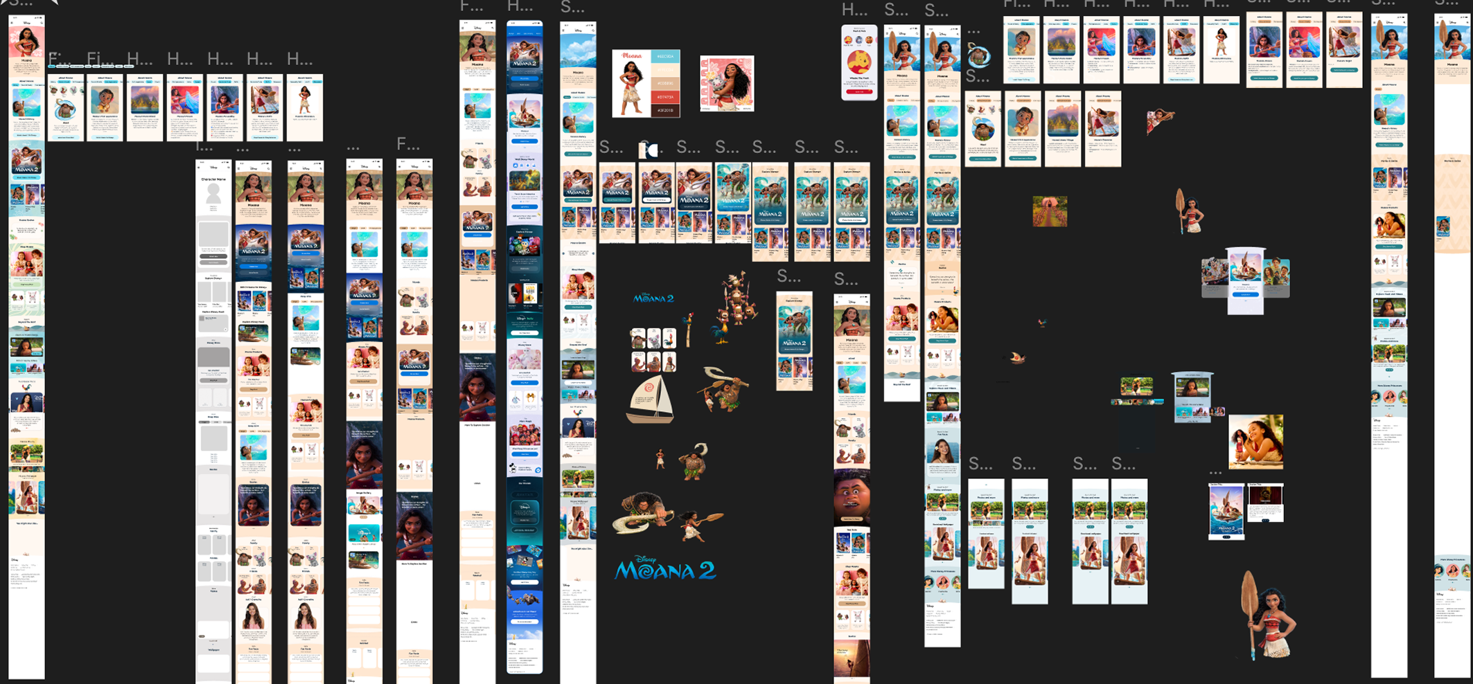 Figma frames for the Moana character page