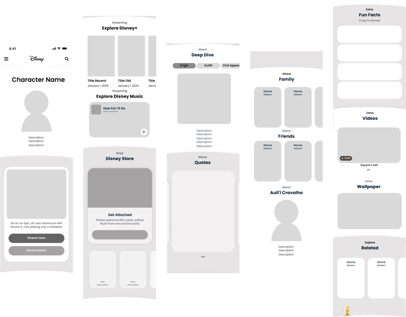 Mid-fidelity wireframes