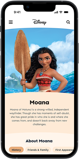 Moana character page hero